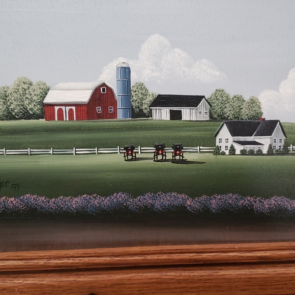 Hand painted oil on wood. 21.25"x11.5" - Picture 2 of 7